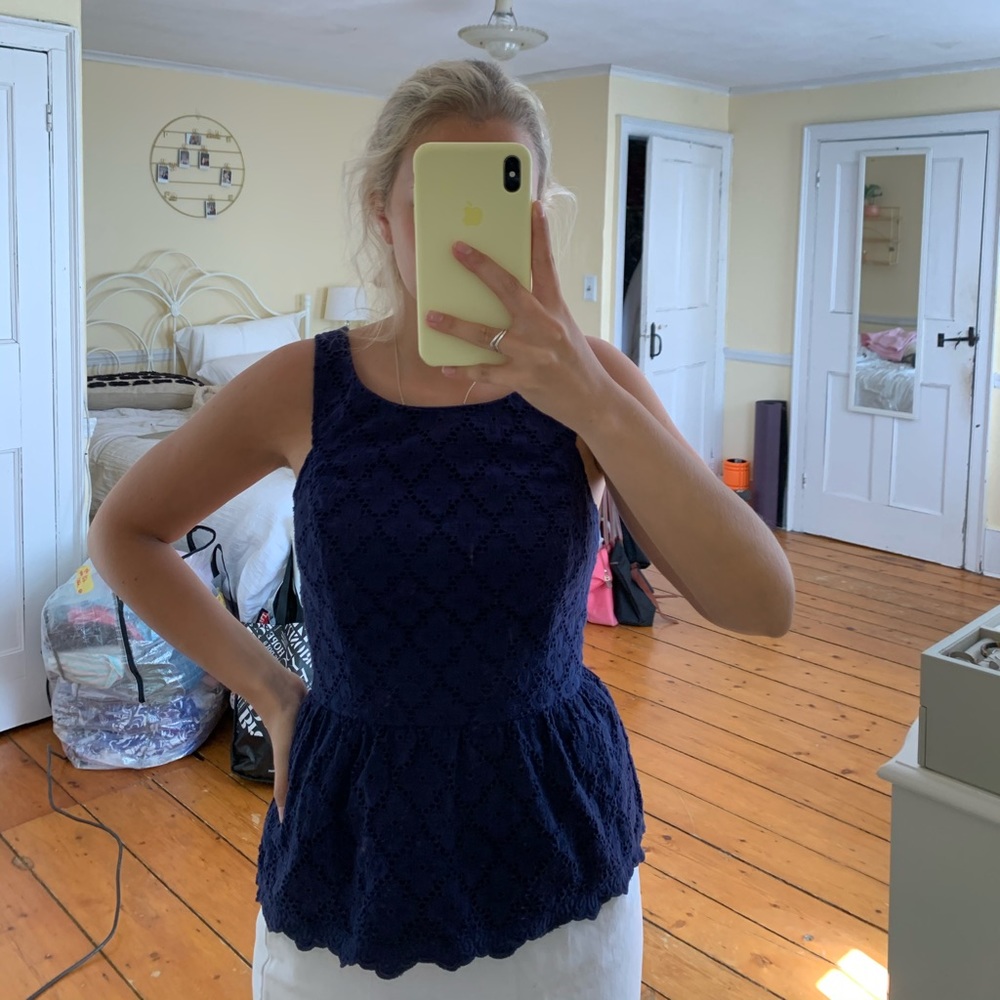 Lilly Pulitzer Navy Embroidered Top